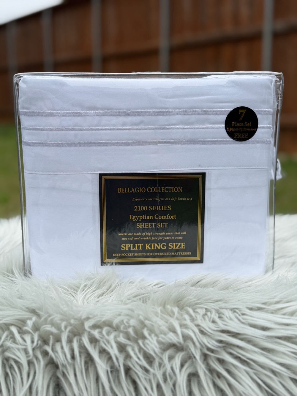 Egyptian Comfort Split King Sheet Set  White 7 PCS Bellagio Collection